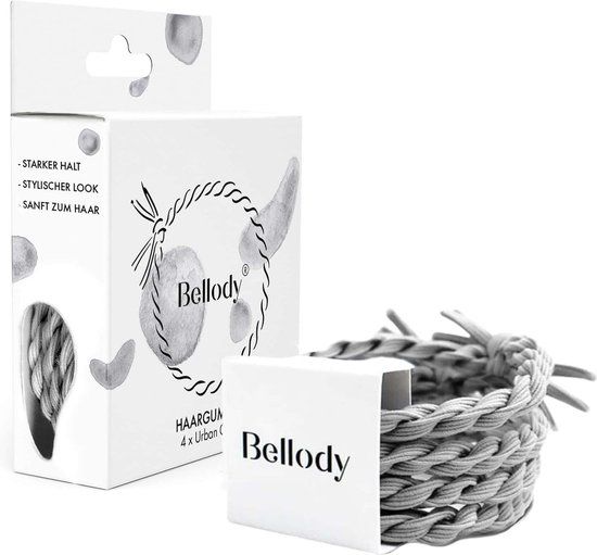 Bellody Original Hair Ties Urban Gray - 4 Pieces