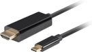 Lanberg Kabel USB-C naar HDMI stekker/stekker, 4 K, 60 Hz, 0,5 m, zwart