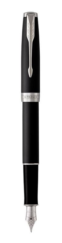 Parker Sonnet Vulpen | Zwart/Zilver | Fijne punt | Geschenkdoos