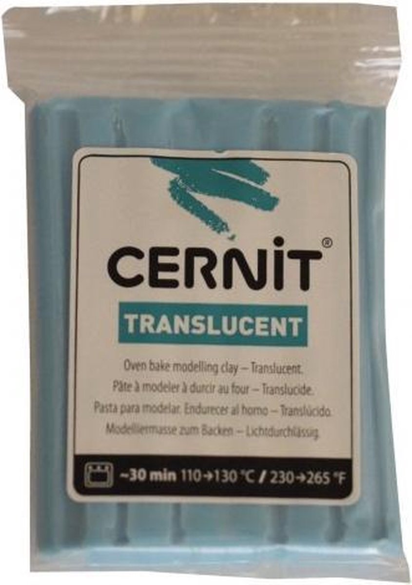 Cernit Boetseerklei doorzichtig turquoise - Cernit Trans 56g turquoise blue - 6 stuk