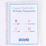 Dohe - Map met ringen, 30 hoezen, A4 (24,5 x 31,5 cm), gepersonaliseerd deksel met tas, elastische sluiting, kantoor- en schoolbenodigdheden