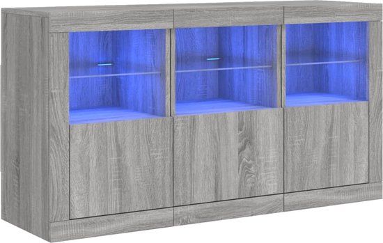 vidaXL Dressoir met LED-verlichting 123x37x67 cm grijs sonoma eiken