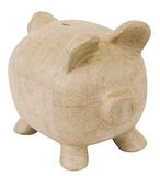 Décopatch MA018C – een houder van bruin papier-maché, 26 x 19,5 x 22,5 cm, spaarvarken