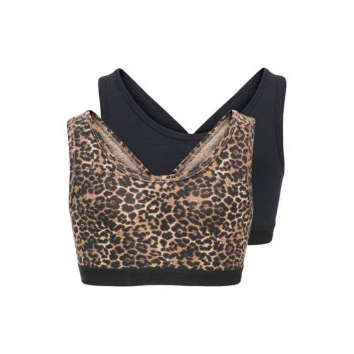 ONLY KIDS ONLY GIRL bh top - bruin/zwart (set van 2)