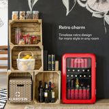 Klarstein PopLife Drankenkoeler - Mini-bar, Retrokoelkast, 0-10°C, 115 L, Rood