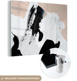 MuchoWow® Glass Painting 80x60 cm - Acrylic Glass Painting - Black - Abstract - Design - Photo on Glass - Paintings