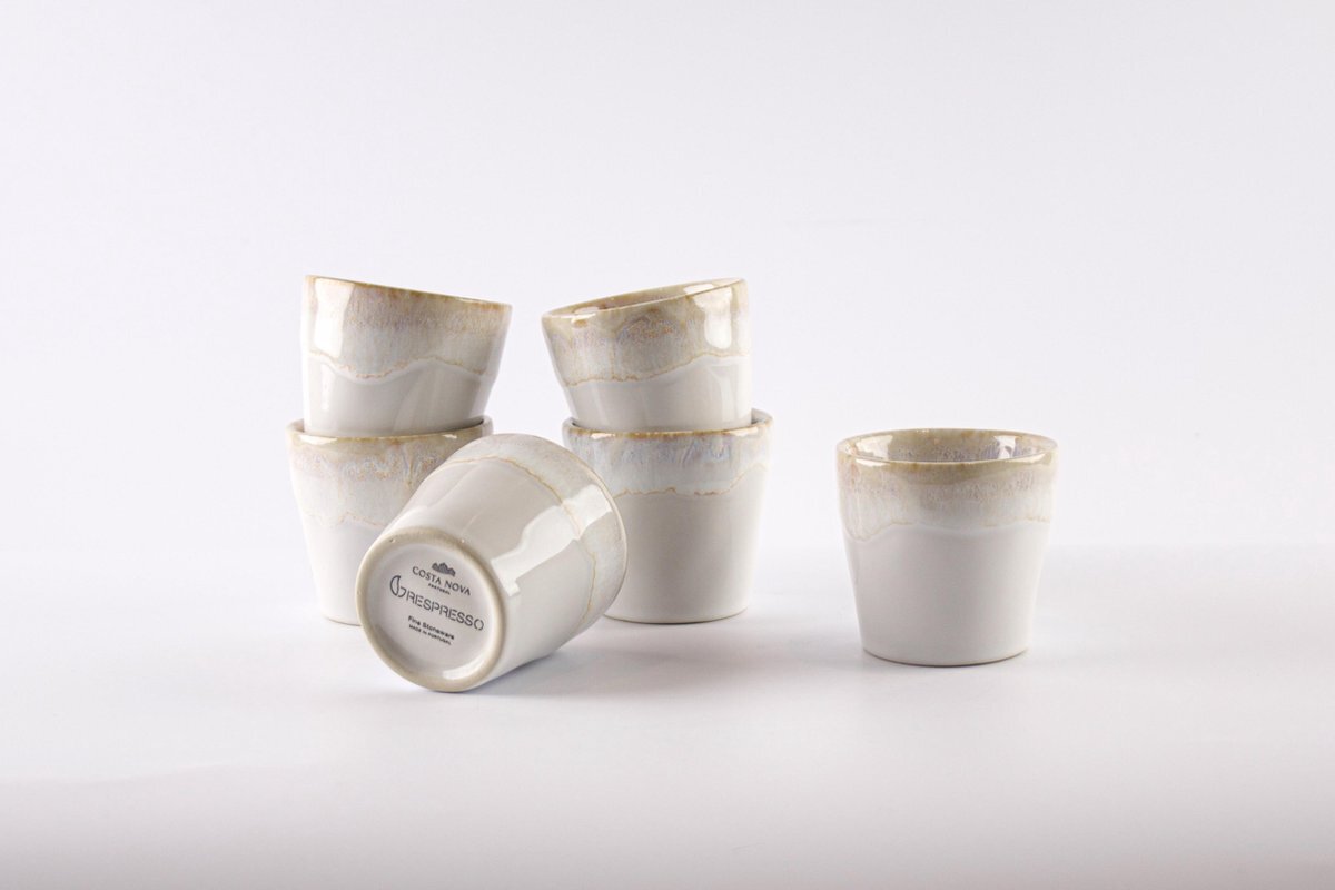 Grestel - Produtos Ceramicos, S.A. Espressokop Grespresso 9cl - Aardewerk - Wit - 6,7cmxH5,9cm - 6 stuks