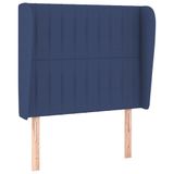 VidaXL Hoofdbord met randen Blauw 103x23x118/128 cm Stof