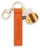 Sleutelhanger NICI sleutelhanger Happy Place kunstlederen band oranje 10cm met bij