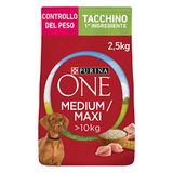 PURINA ONE Medium/Maxi Droogvoer voor Honden, 4 x 2.5 kg