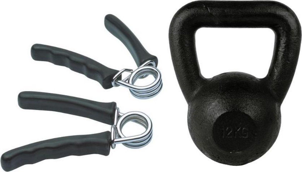 Tunturi Fitness Set - Knijphalters 2 stuks + Kettlebell 12 kg