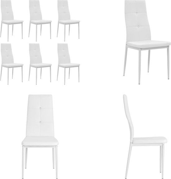 vidaXL Eetkamerstoelen 6 stuks Kunstleer Wit