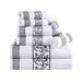 Superior 8-delige katoenen handdoekenset, decoratief Grieks patroon, absorberende handdoeken, decoratie voor badkamer, inclusief 2 handen, 2 gezichts- en 4 badhanddoeken, Athene-collectie, grijs