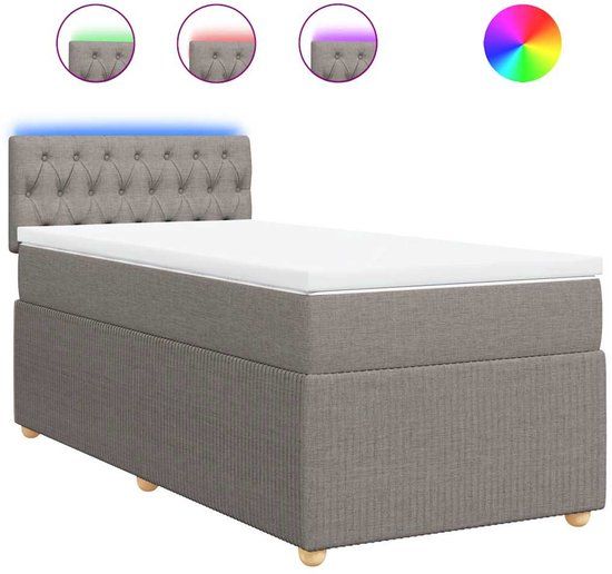 vidaXL Boxspring met matras stof taupe 100x200 cm