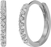Lucardi Dames Oorbellen met diamant 0,15ct - 14 Karaat Witgoud