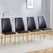 MODFU - Eetkamerstoelen Set Van 4 - Ergonomische Rugleuning - Modern - Voor Eethoek - Metaal En Kunstleer - Zwart En Goud