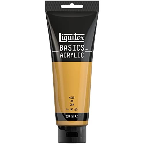 Liquitex 88700241 Basics Enkelvoudig Pigmenteerde Acrylverf, Kunstenaarspigmenten, Lichtecht, Medium Viscositeit, Goede Kwaliteit, Satijn Finish - 250ml Tube, Gold