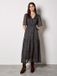Apricot Maxi-jurk van chiffon met geschulpte rand en goudfolie