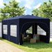 Tente pliante 3x6 m, barnum avec panneaux latéraux UPF50+, hauteur réglable, sac de transport bleu foncé