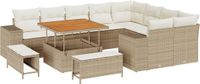 vidaXL Tuinbank Set 12-delig Beige Polyrattan