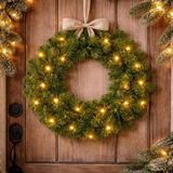 Black Box Couronne de Noël - D45 cm - avec éclairage LED - piles - couronne de porte