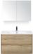 BES LED Porto Badmeubelset 90 cm - Natuur Eiken - Keramische Wastafel Wit Slim met Spiegelkast