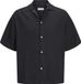 JACK&JONES JJWAYNE SOLID RESORT SHIRT SS Herren Schwarz Viskose Leinen M