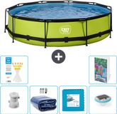 EXIT Toys EXIT Rond Lime Frame Zwembad - 360 x 76 cm - Inclusief Pomp - Solarzeil - Vloertegels - Verlichting - 7-delig