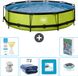 EXIT Toys EXIT Rond Lime Frame Zwembad - 360 x 76 cm - Inclusief Pomp - Solarzeil - Vloertegels - Verlichting - 7-delig