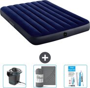 Intex luchtbedset - twijfelaar - 137 x 191 x 25 cm - blauw + accessoires