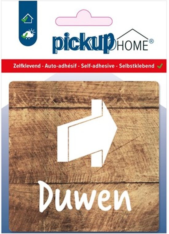 Pick-Up Pickup zelfklevende "Duwen" Bordje Kunststof (Hout Kleur)