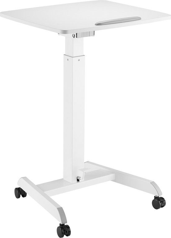 MacLean Laptoptafel met wielen - Zit-sta bureau - Hoogte verstelbaar - Kantelbaar - Wit