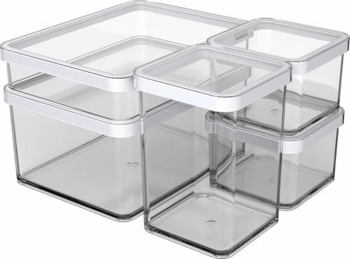 Rotho Loft Set Premium Blikken 5 stuks LOFT, kunststof, wit/transparant, (26,0 x 21,0 x 15,5 cm)