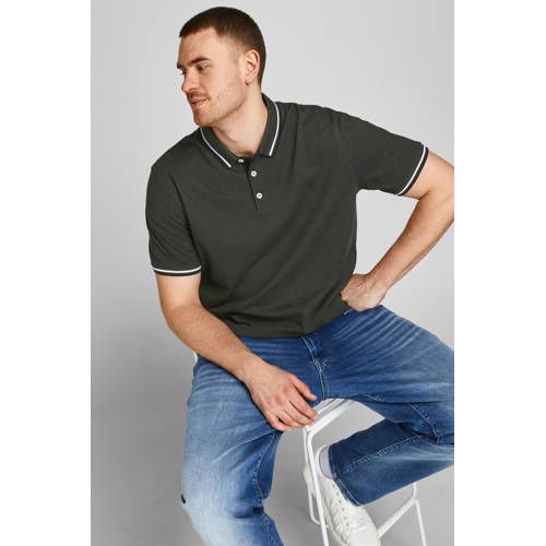 JACK & JONES PLUS SIZE slim fit polo JJEPAULOS Plus Size - forest night