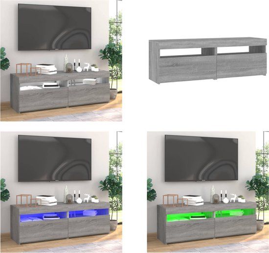 vidaXL Tv-meubels 2 stuks met LED-verlichting 60x35x40 cm grijs sonoma