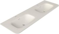 Saniclass Terra Meuble lavabo - 141x46x1.2cm - coins arrondis - 2 vasques - 2 trous de robinet - surface solide - blanc mat