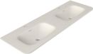 Saniclass Terra Meuble lavabo - 141x46x1.2cm - coins arrondis - 2 vasques - 2 trous de robinet - surface solide - blanc mat