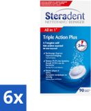 Steradent 6 x Triple Action Plus Nettoyant pour prothèses dentaires 90 comprimés