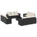 vidaXL Loungeset met kussens, polyrattan, zwart