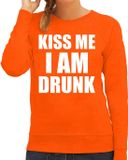 Bellatio Decorations Shoppartners Bv Fun sweater - kiss me I am drunk - oranje - dames - M