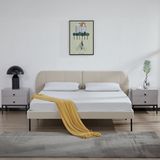 en.casa Gestoffeerd bed Porvoo met bedbodem en matras 160x200 cm beige