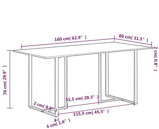 VidaXL Eettafel 160 cm Massief Gerecycled Hout