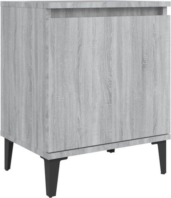 vidaXL Nachtkastje met metalen poten 40x30x50 cm grijs sonoma eiken