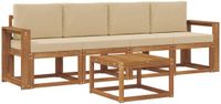 vidaXL Acacia Hout Bank Loungeset 4-zits Natuurlijk en Beige