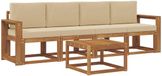 vidaXL Acacia Hout Bank Loungeset 4-zits Naturel et Beige