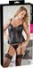 Cottelli Plus Size Wetlook Jarretel Nacht Lingerie Set met Kanten Elementen - Maat 85F/L - Zwart