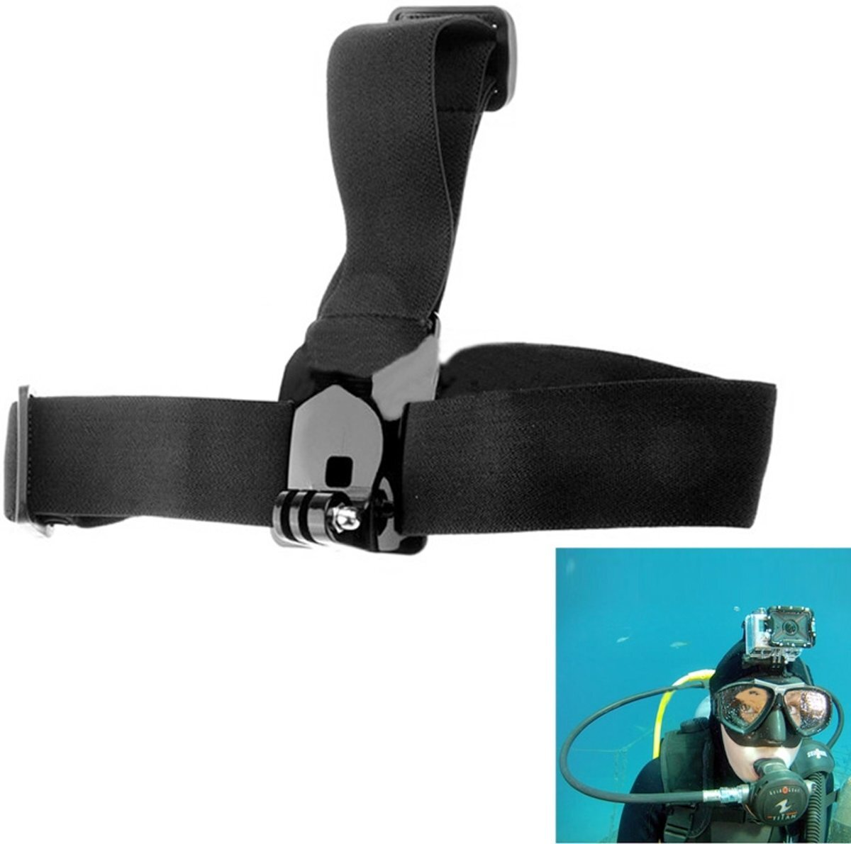 - ST-24 Anti-slip Verstelbare Elastische hoofdband voor GoPro Hero 4 / 3+ / 3 / 2 / 1 zwart