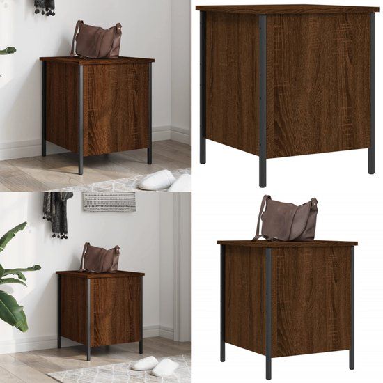 vidaXL Opbergbankje - 40x42,5x50 cm - Bewerkt Hout - Bruin Eikenkleur