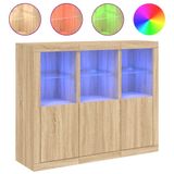 vidaXL Dressoir met LED-verlichting, 3 stuks, bewerkt hout, sonoma eiken