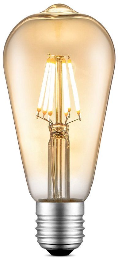 Home Sweet Home Edison Vintage E27 LED filament lichtbron Drop - Amber - ST64 Deco - Retro LED lamp - Dimbaar - 6W 660lm 2700K